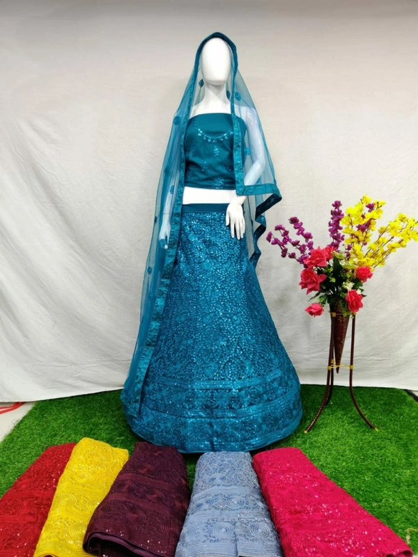 Base MNX 35 | Lehenga Choli - Free, Pale Blue