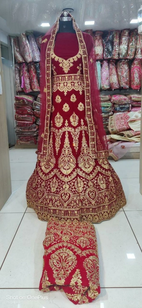 Bridal MNX 39 | Lehenga Choli - Dark Red, Free