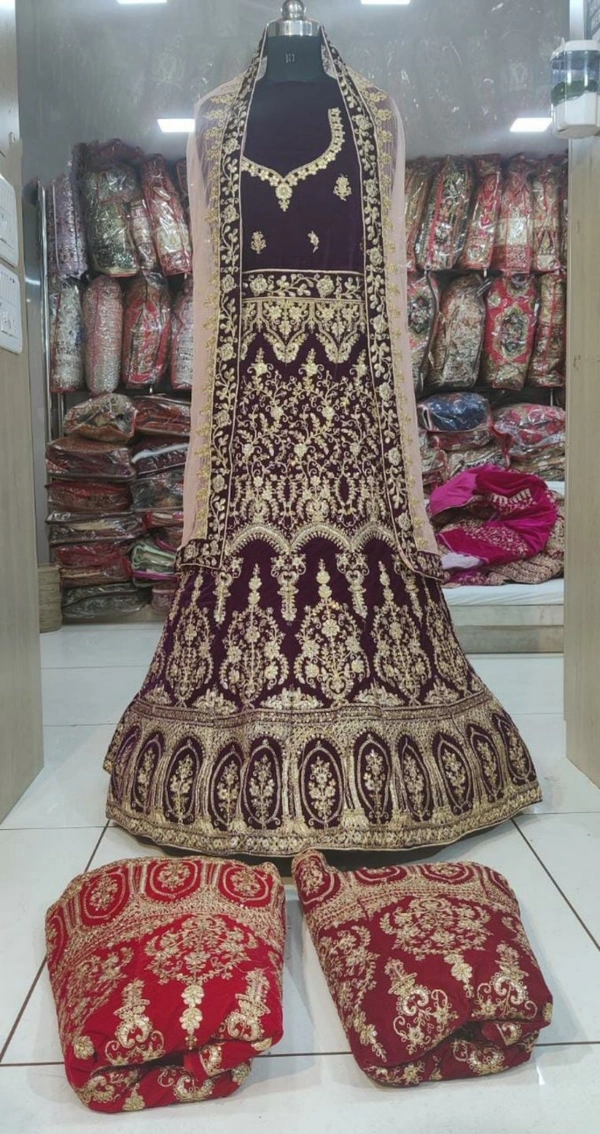 Bridal MNX 43 | Lehenga Choli - Maroon, Free