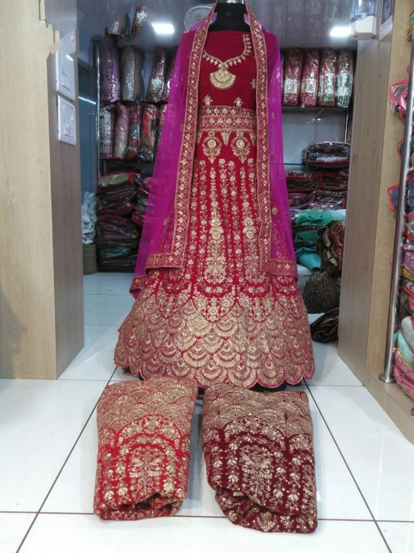 Bridal MNX 45 | Lehenga Choli - Red, Free