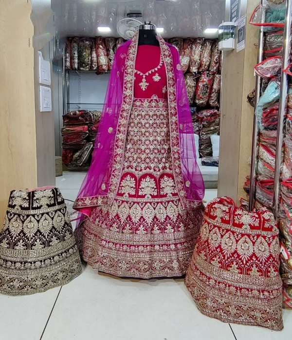 Bridal MNX 57 | Lehenga Choli - Deep pink, free