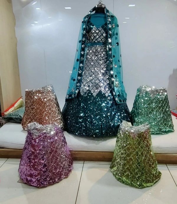 Deginer MNX116| Lahanga Choli - free, silver and blue