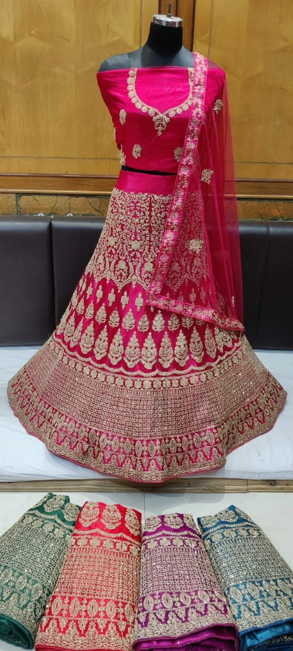SH5 Designer Bridal Lehenga - Red, Free