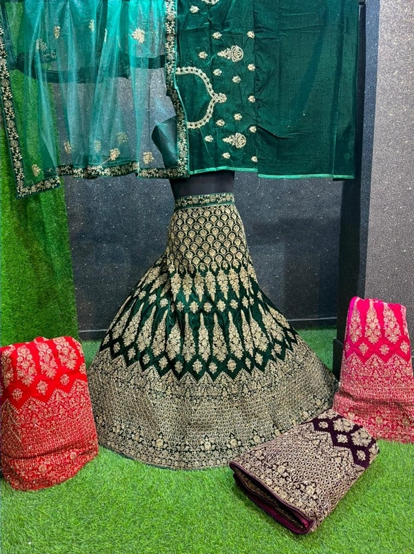 SA 203 Lehenga Choli - Dark green, free