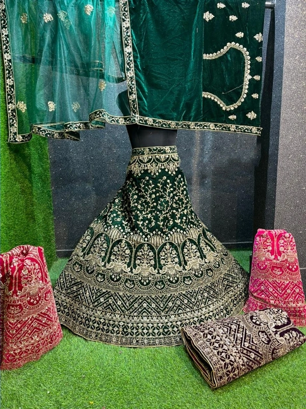 SA205 Lehenga Choli - Dark green, free