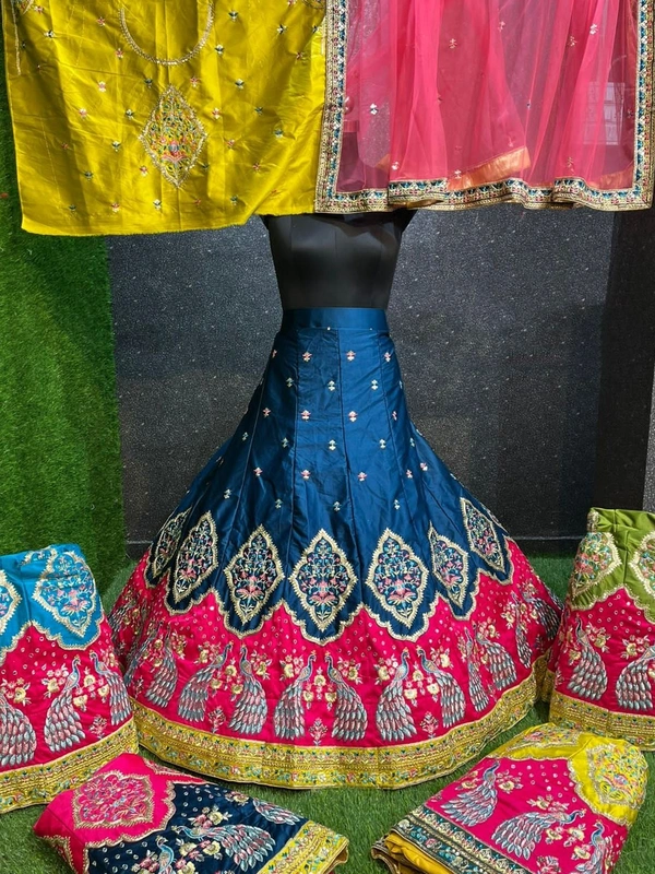 SA207 Lehenga Choli - blue, red , yellow, free