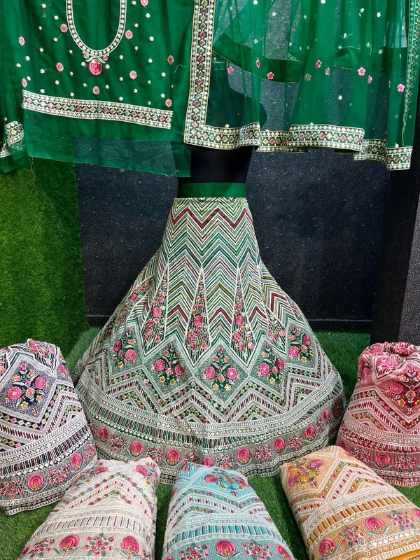 SA209 Lehenga Choli - Dark green,  free