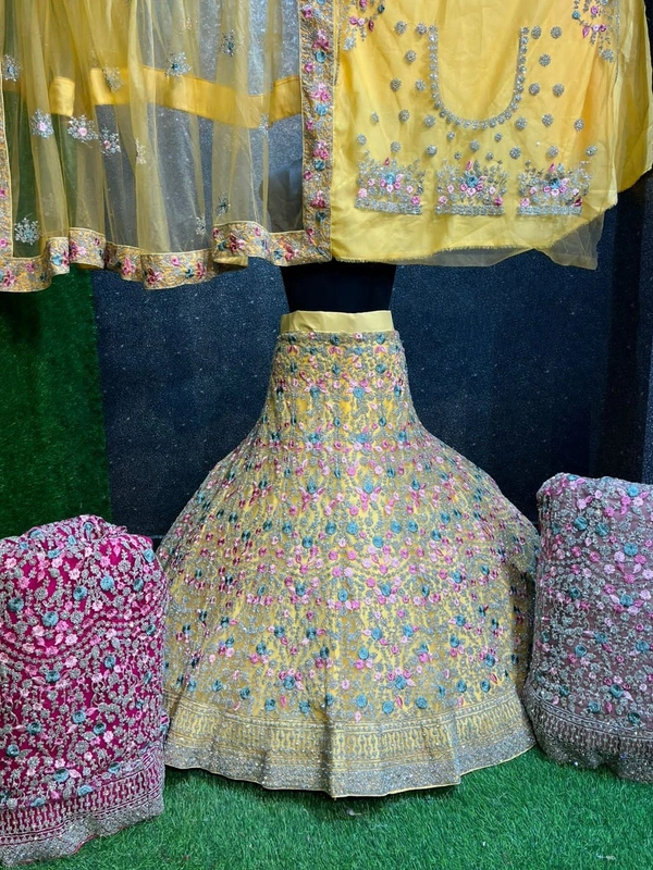 SA215 Lehenga Choli - light yellow, free
