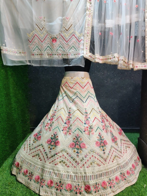 SA227 Lehenga Choli - ivory, free
