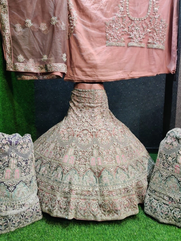 SA230 Lehenga Choli - peach puff, free