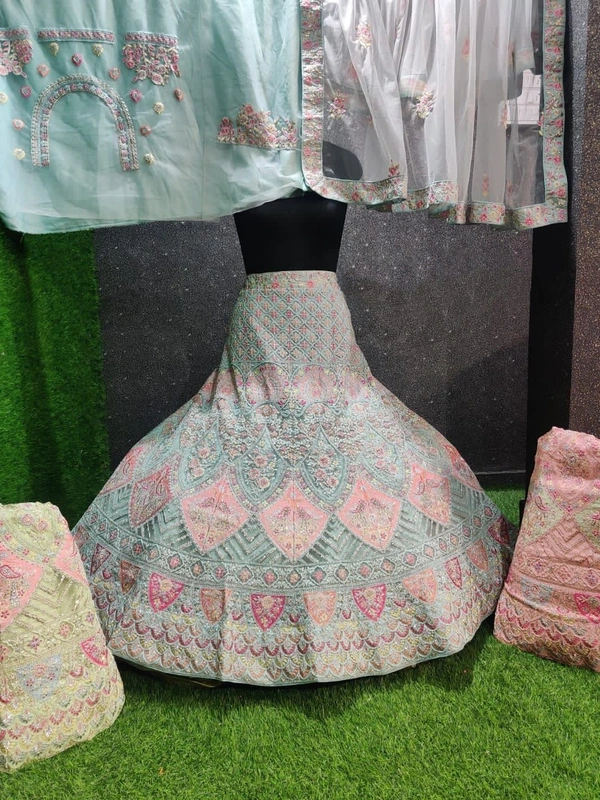 SA240 Lehenga Choli - Pale Turquoise, free