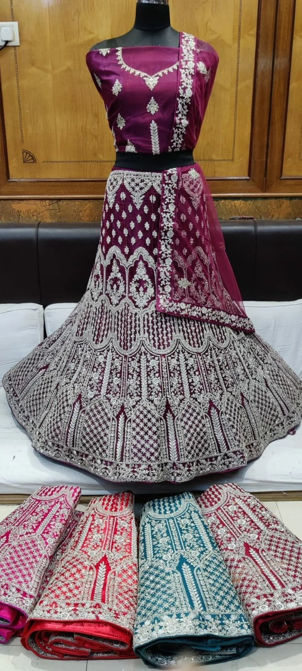 SH203 Lehenga Choli - dark magenta, free