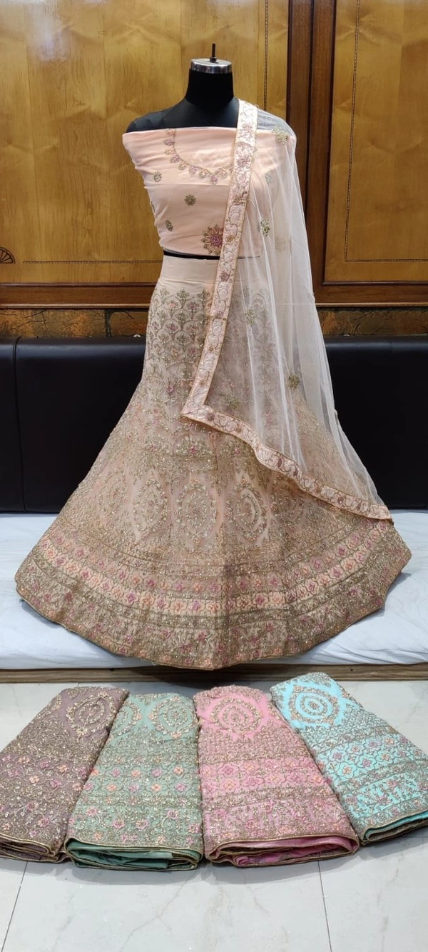 SH208 Lehenga Choli - peach puff, free