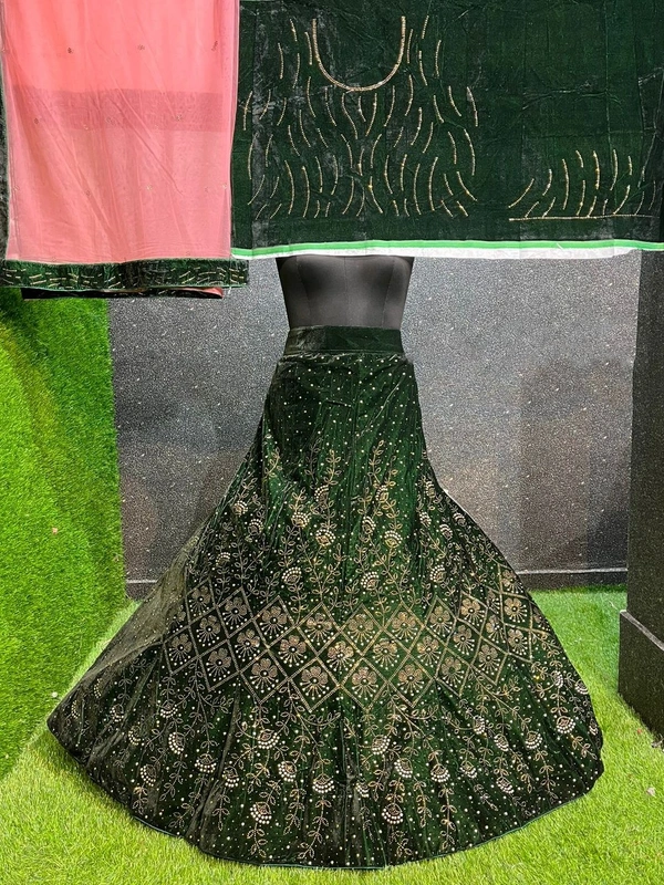 SA256 Lehenga Choli - dark green, free
