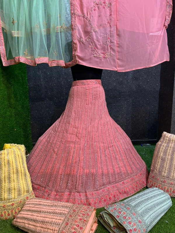 SA257 Lehenga Choli - peach, free