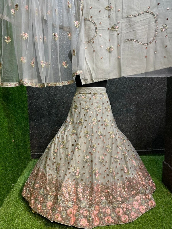 SA260 Lehenga Choli - light gray, free