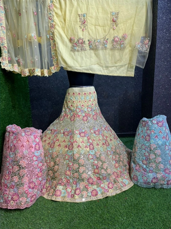 SA267 Lehenga Choli - free, light yellow
