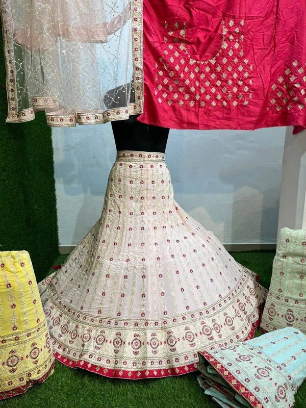 SA269 Lehenga Choli - white and red, free