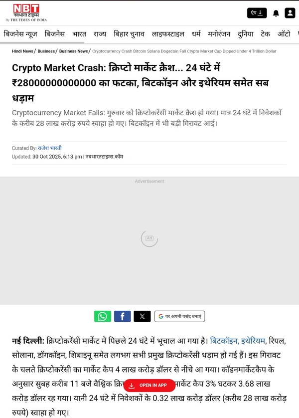 For Awareness and Education CRYPTO MARKET