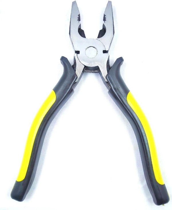 PILERMAN Combination Plier with Anti Slip Handle with Spring (Yellow & Black) - 8-inch