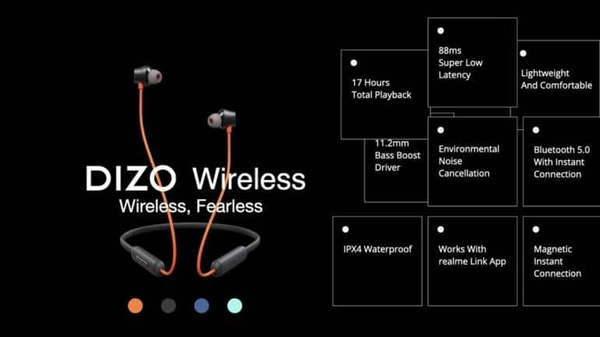 Realme Dizo Bluetooth Neckband (Including Shipping) Original Product With Company Warranty - Assorted Colors