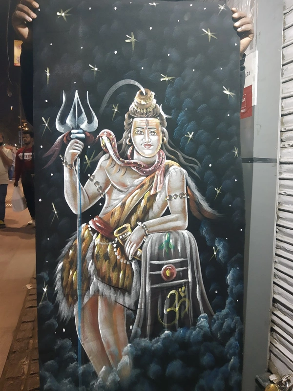 Peaceful Shiva Neon Glowing Painting In Neon Lighting Peace Mood ON