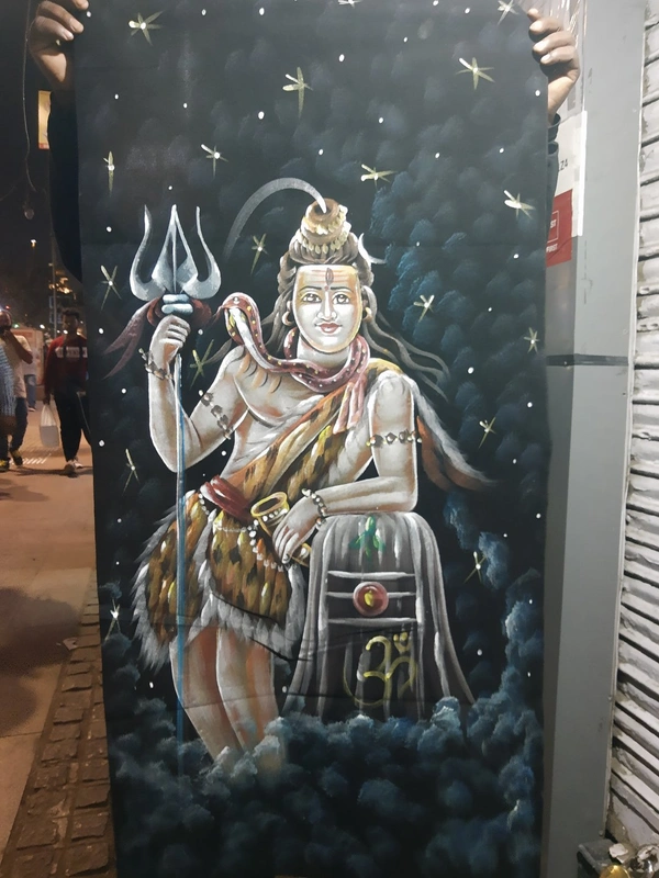 Peaceful Shiva Neon Glowing Painting In Neon Lighting Peace Mood ON