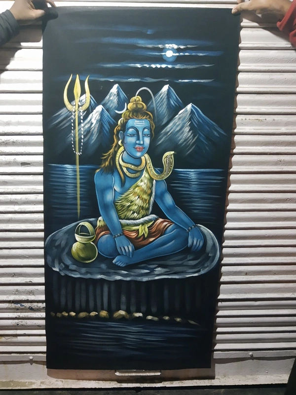 Peaceful Shiva Neon Glowing Painting In Neon Lighting Peace Mood ON