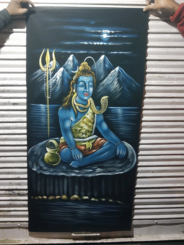 Peaceful Shiva Neon Glowing Painting In Neon Lighting Peace Mood ON
