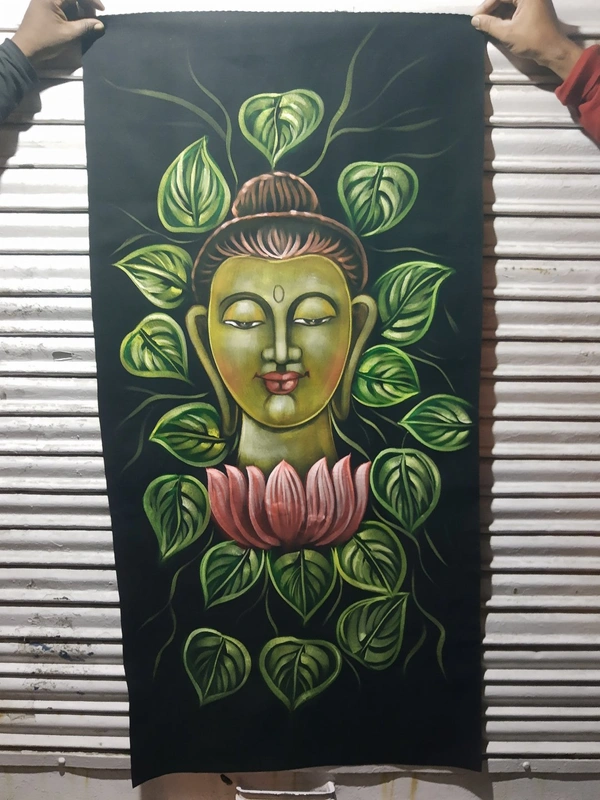 Peaceful Buddha Neon Glowing Painting In Neon Lighting Peace Mood ON