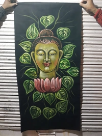 Peaceful Buddha Neon Glowing Painting In Neon Lighting Peace Mood ON