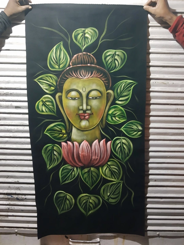 Peaceful Buddha Neon Glowing Painting In Neon Lighting Peace Mood ON