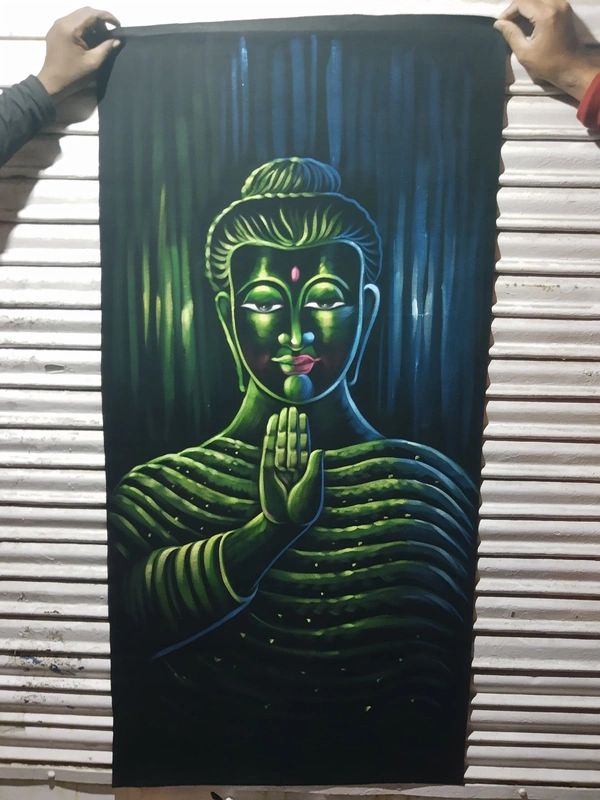 Peaceful Buddha Neon Glowing Painting In Neon Lighting Peace Mood ON