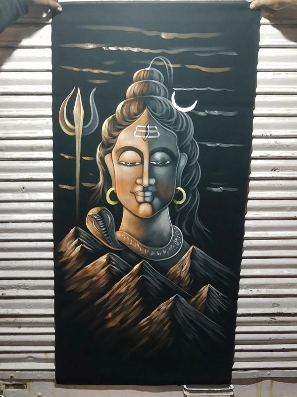 Peaceful Shiva Neon Glowing Painting In Neon Lighting Peace Mood ON
