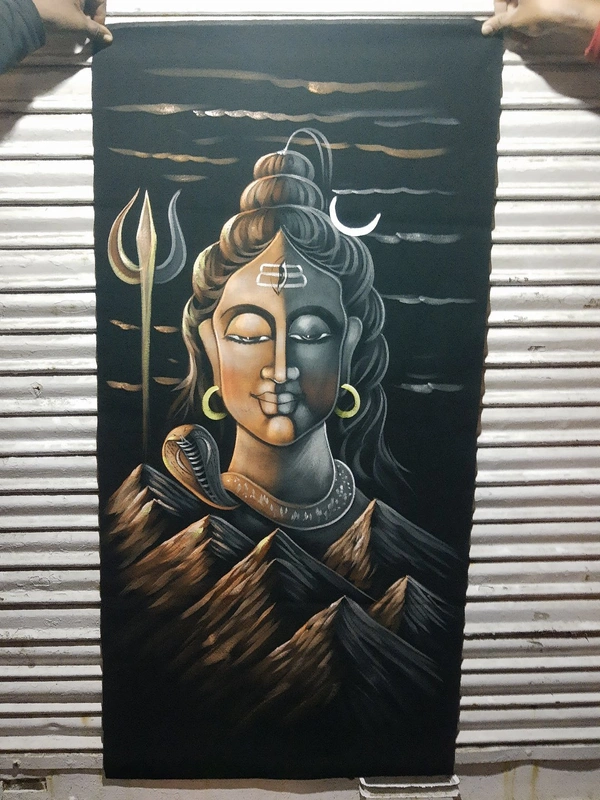 Peaceful Shiva Neon Glowing Painting In Neon Lighting Peace Mood ON