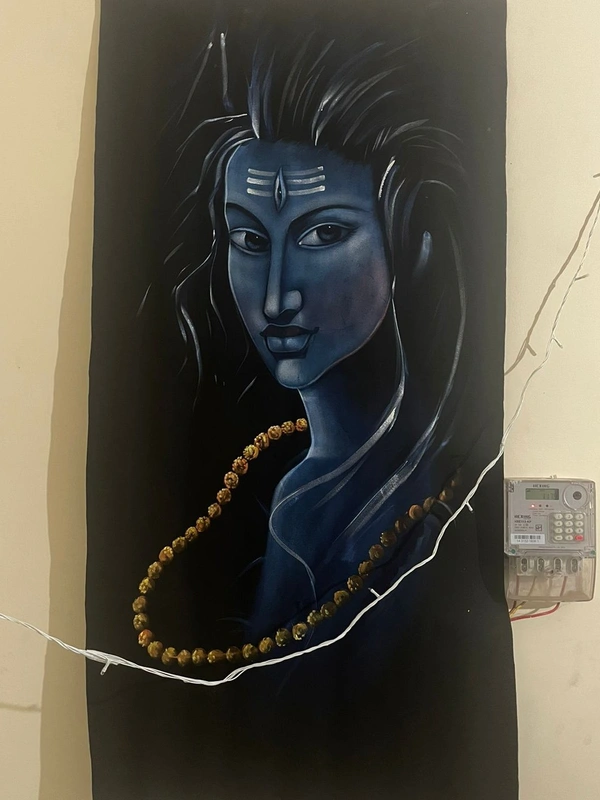 Peaceful Shiva Neon Glowing Painting In Neon Lighting Peace Mood ON