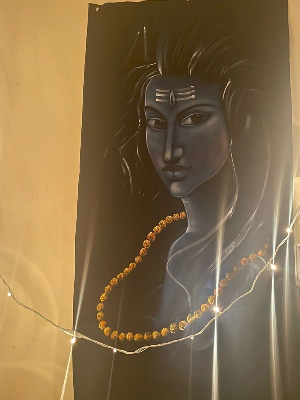 Peaceful Shiva Neon Glowing Painting In Neon Lighting Peace Mood ON