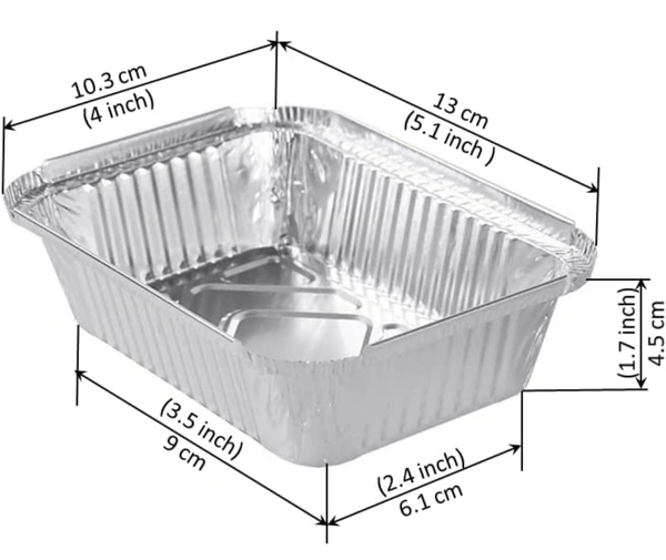 Accessories Roy  Aluminium Foil Container 250ml, Food Storage Disposable Containers with Lid for Kitchen, Party Events and Catering - White, Free