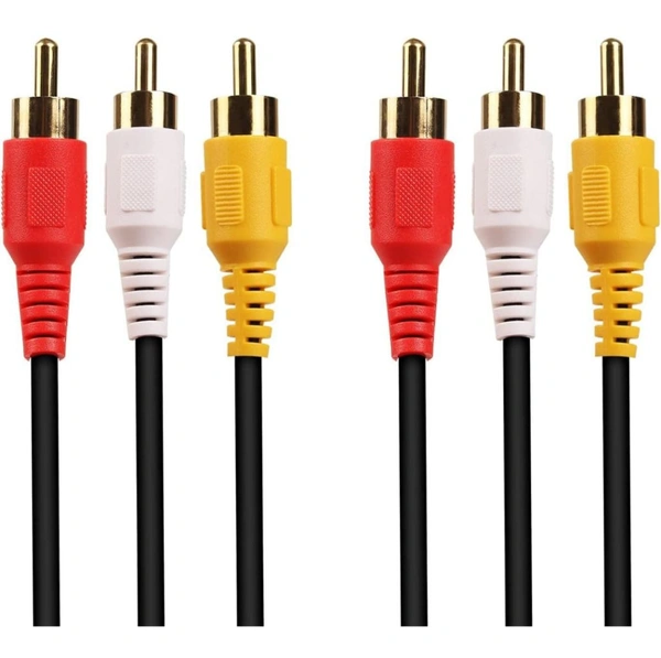 3 RCA Male to Male 3 RCA Audio Video AV Cable. Suitable for TV LC LED Home Theater Laptop PC DVD .Black,1 Pc Pack. (1.5 Meter)