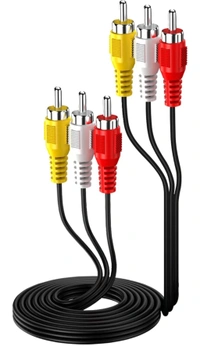 3 RCA Male to Male 3 RCA Audio Video AV Cable. Suitable for TV LC LED Home Theater Laptop PC DVD .Black,1 Pc Pack. (1.5 Meter)