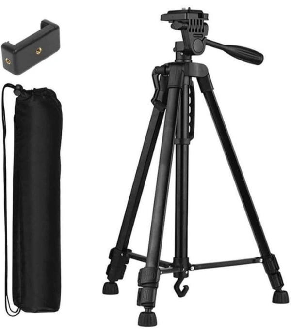 3366 Aluminum Tripod (55-Inch), Universal Lightweight Tripod with Mobile Phone Holder Mount & Carry Bag for All Smart Phones, Gopro, Cameras