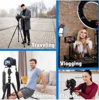 3366 Aluminum Tripod (55-Inch), Universal Lightweight Tripod with Mobile Phone Holder Mount & Carry Bag for All Smart Phones, Gopro, Cameras