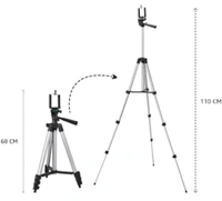 3110 Aluminium Lightweight Tripod with Mobile Phone Holder, 3-Way Pan Head | for All Smart Phones, Cameras, Ring Lights, Panel Reflectors, Umbrellas & Flashlights with Carry Bag, 110 cm