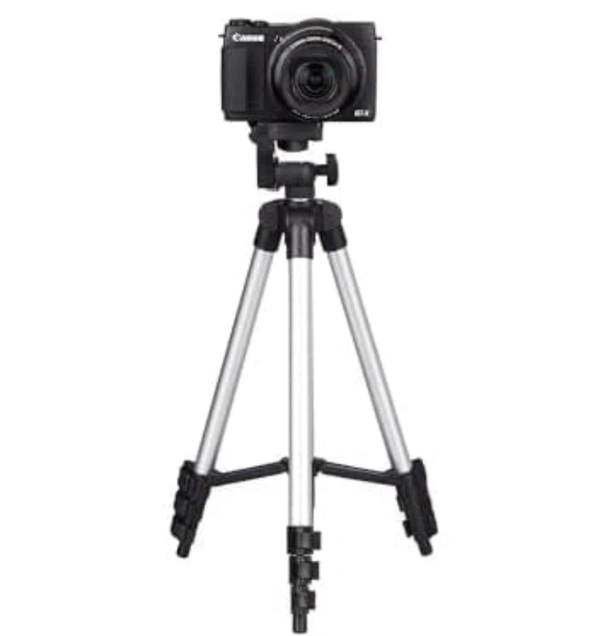 3110 Aluminium Lightweight Tripod with Mobile Phone Holder, 3-Way Pan Head | for All Smart Phones, Cameras, Ring Lights, Panel Reflectors, Umbrellas & Flashlights with Carry Bag, 110 cm