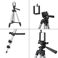 3110 Aluminium Lightweight Tripod with Mobile Phone Holder, 3-Way Pan Head | for All Smart Phones, Cameras, Ring Lights, Panel Reflectors, Umbrellas & Flashlights with Carry Bag, 110 cm