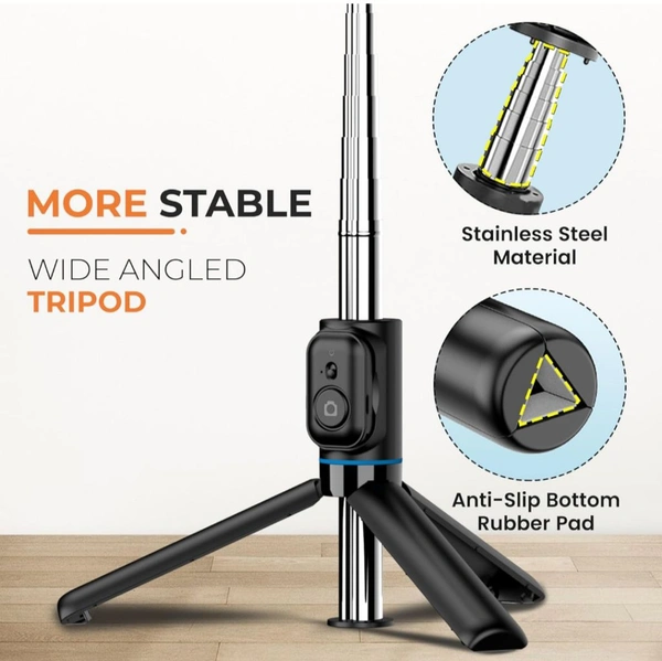  Selfie Stick with Light in 6 Shades, 3 Colours & 2 Tones with Detachable Mobile Holder, Selfie Stick Extendable upto 71 Inches, Tripod Stand...