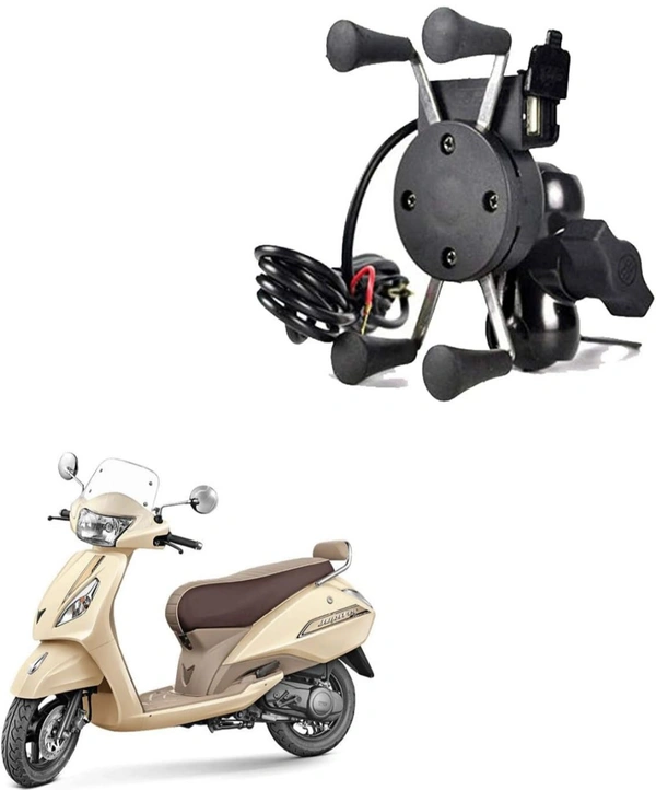 Motorcycle Phone Holder with USB Charger 360 Rotation Bike Mobile Charger Fast Charging Bike Mobile Holder 