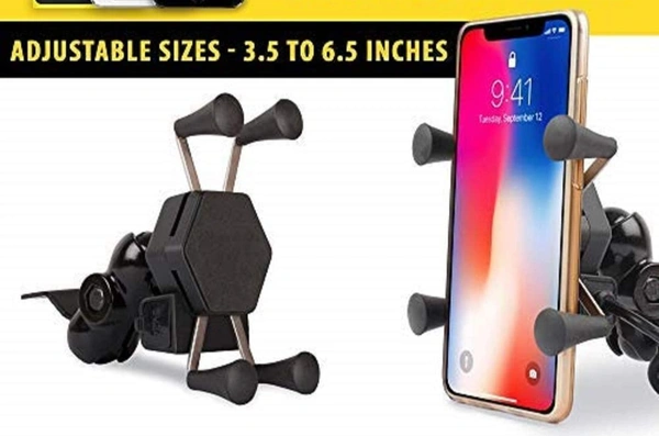 Motorcycle Phone Holder with USB Charger 360 Rotation Bike Mobile Charger Fast Charging Bike Mobile Holder 
