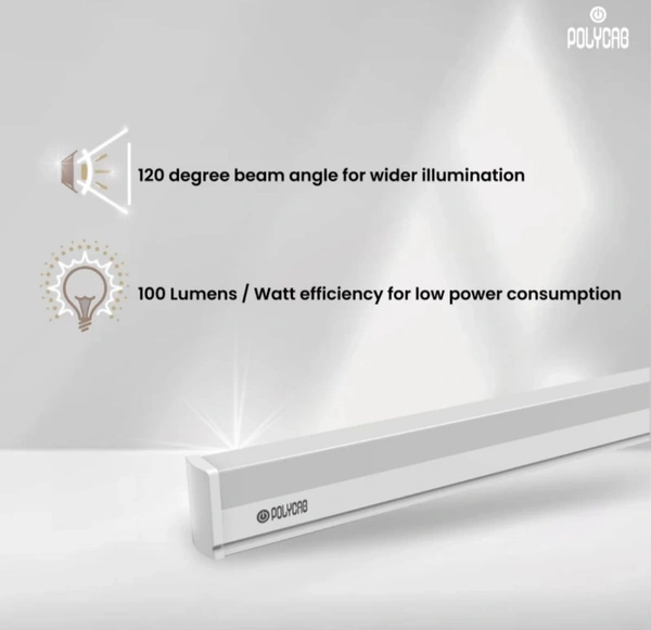 Polycab Intenso 20W LXS LED Batten in Square Shape, Energy-efficient Light with Warm White Color (220-240V, 1130mm, 3000K,