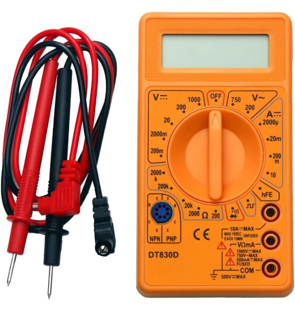 Electronic Spices Small Digital Multimeter, Multipurpose Electric meter Yellow/Red